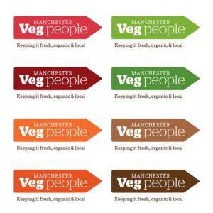 Logo branding workshop and guidelines for community veg co-op Manchester Veg People