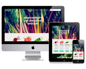 Bespoke paint textured illustrations for Unicorn Grocery food co-op in Chorlton Manchester by Paper Rhino design