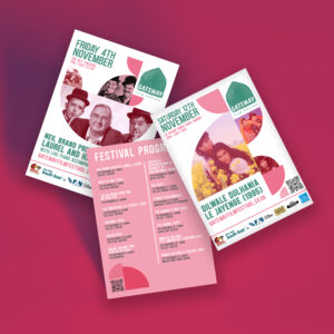 Gateway Film Festival Programme and brochures for 2022 made up of shapes with film stills inside