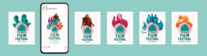 Gateway film festival Peterborough branding logo design with posters, programme and social media graphics socials by Paper Rhino
