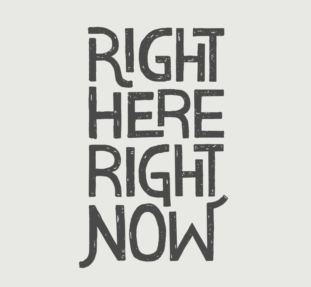 Monochrome version of Right Here Right Now Logo