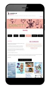 Right Here Right Now Workshop for Jumped Up Theatre. Young people branding logo online gallery with bespoke headers